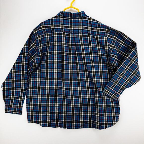 L.L. Bean Brushed Flannel Shirt Men’s XXL Red Blue Tartan Workwear Fall Layer - Picture 10 of 12